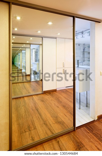 Slidingdoor Mirror Wardrobe Modern Hall Interior Stock Photo Edit