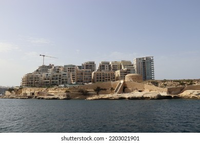 Sliema, Malta. 09-09-2022. Tigné Point. Originally Occupied By Several Fortifications And A British Barracks, Now Many High Rise Apartments Buildings.