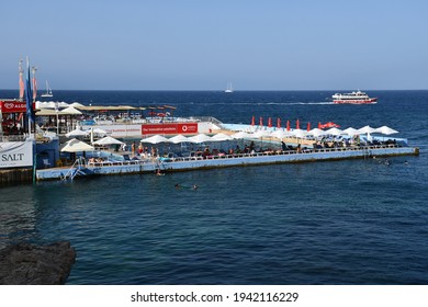 Sliema, Malta - July 10, 2019: Sliema Pitch, A Club With A Large Pool That Is Used For Water Polo And Swimming, As Well As With A Bar And Restaurant.