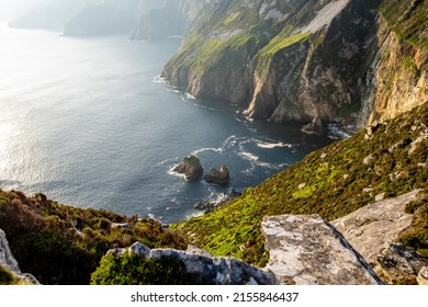 Slieve League, Irelands highest sea cliffs, located in south west Donegal along this magnificent costal driving route. One of the most popular stops at Wild Atlantic Way route, Co Donegal, Ireland