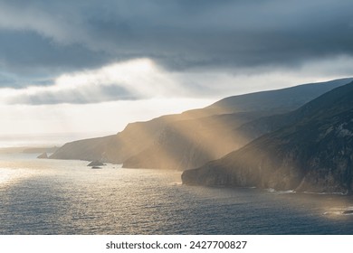 Slieve League, Irelands highest sea cliffs, located in south west Donegal along this magnificent costal driving route. One of the most popular stops at Wild Atlantic Way route, Co Donegal, Ireland - Powered by Shutterstock