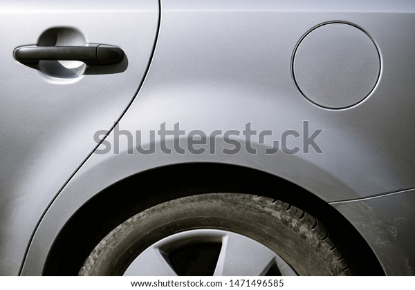 Slight rust on\
the wheel arch of the car, metal corrosion of the vehicle body.\
Problem places of cars. Preservation of vehicle body damage.\
Corroding rear wheel arch in modern\
auto.