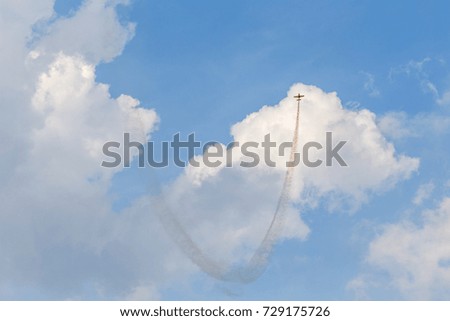 Slight trail U-type on the sky. Background made of clouds. Stok fotoğraf © 