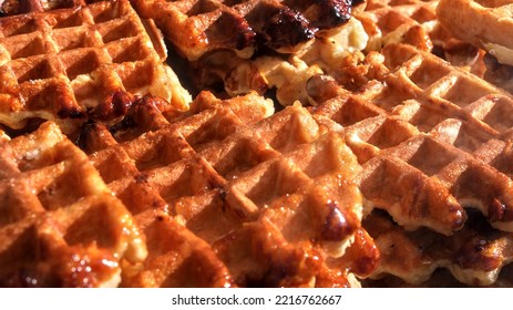 Slightly Blurred Close-up On Liège Waffles. 