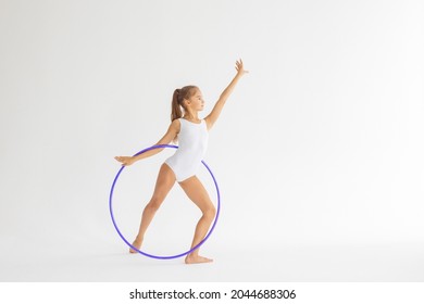 Slim Artistic Teenager Girl White Leotard Stock Photo 2044688306 ...