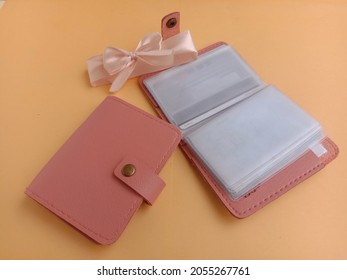Slim Cards Holder Wallet In Pink Color.