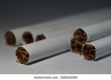 Slim cigarettes in close-up. Tobacoo. - Shutterstock ID 2038103585