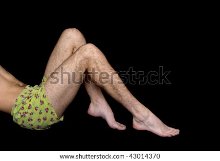Slim Male Hairy Legs Against Black Background Slim Male Hairy Legs Against Black Background