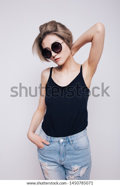 Slim Thin Girl Stylish Clothes Autumn Stock Photo Edit Now