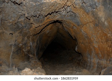 Slim Volcanic Cave At Tenerife