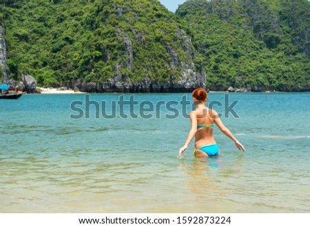 Slim Young woman relaxing at tropical islands