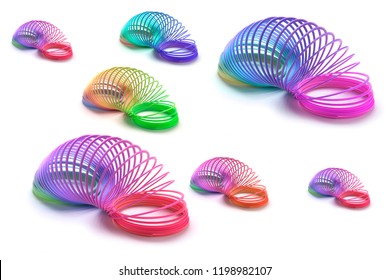 Slinky Toys on White Background