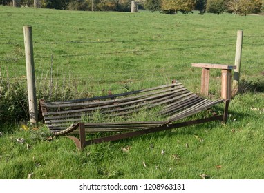 Slip Catching Cradle On A Village Cricket Pitch In Rural Devon, England, UK