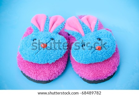 slipper that made as  pink/blue bunny