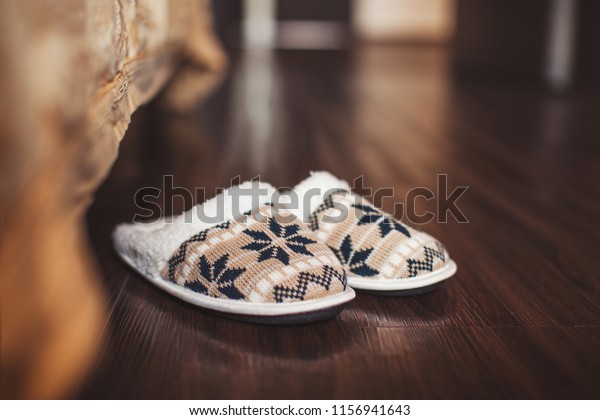 Slippers On Floor Bedroom Soft Comfortable Stock Photo Edit