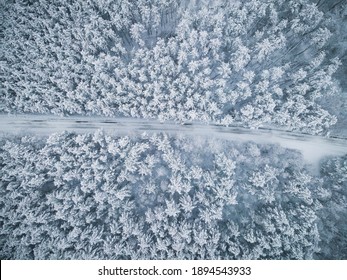 Slippery Dangerous Driving Conditions on the Roads After Heavy Snowfall. Drone View. - Powered by Shutterstock