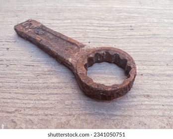 slogging ring spanner wrench old, rusty and dirty