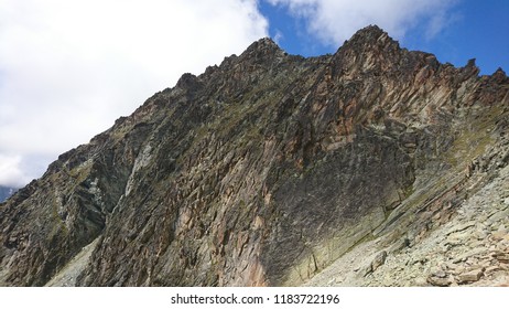 Slopes of sharp Alpine crag : Pointe d'Arpitettaz in Swiss Alps on a sunny Summer day - Shutterstock ID 1183722196