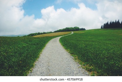 Sloping trail into the hillside