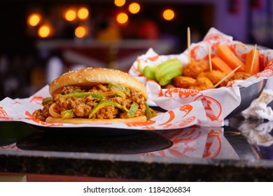 Sloppy Burger With Buffalo Wings Bowl.