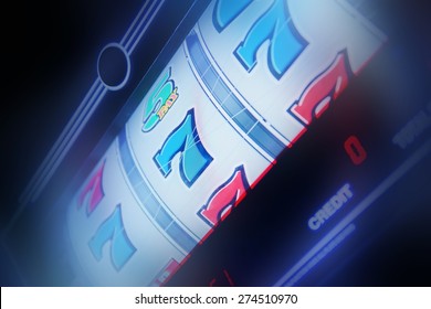 Slot Machine Spin Concept Photo. Slot Machine Closeup. Casino Theme. - Shutterstock ID 274510970