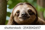 The sloth is a slow-oving mammal found in Central and South America, known for its leisurely pace of life and arboreal habitat. With a unique appearance characterized by long claws, shaggy fur.