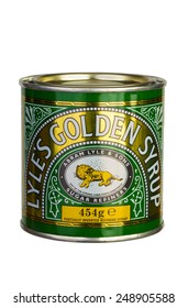 SLOUGH, UK - FEBRUARY 1, 2015: Tin Of Lyles Golden Syrup Isolated On White Background