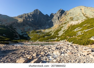 Slovakia. Beautiful autumn landscape of High Tatras trekking to Lomnicky Peak (Lomnicky stit ) and Kezmarsky Peak, Slovakia