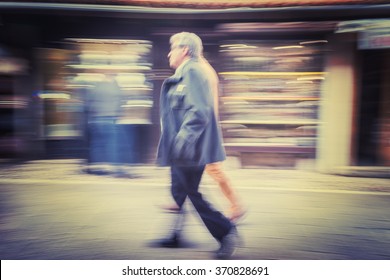 Slow Blur Motion People Walking On The Street