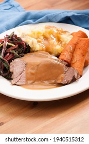 Slow Cooker Pot Roast With Swiss Chard Mashed Potatoes And Gravy