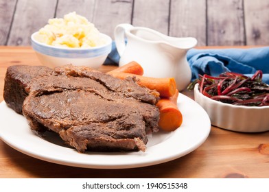 Slow Cooker Pot Roast With Swiss Chard Mashed Potatoes And Gravy