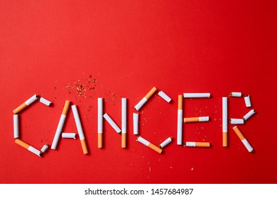 Slow death from smoking, stop smoke and fighting with cancer concept. The inscription cancer of cigarettes