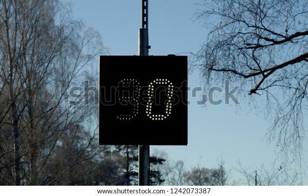 Slow down to\
30, Electronic traffic sign\
Sweden
