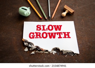 SLOW GROWTH. Economy And Business Concept. Rusty Metal Background.