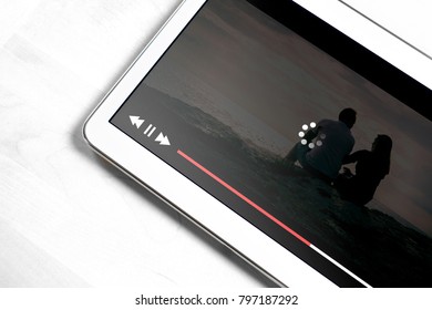 Slow Internet Connection. Bad Online Movie Streaming Service. Loading Icon Rolling On Video. Film Player Stopped And Buffering. Problem With Wifi.