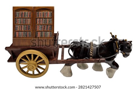 Slow internet issues shown by a portable library on a cart pulled by a horse