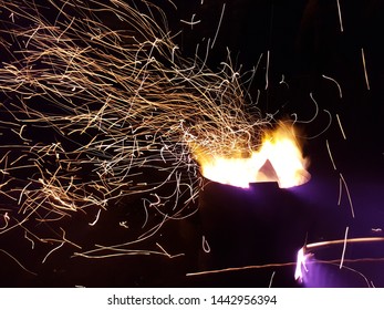 Slow Motion Fire Pattern In Slow Shutter Speed