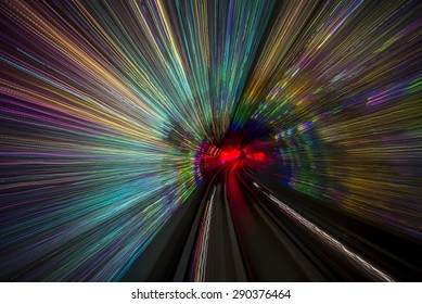 Slow Shutter Colour Of Way By Train In China Motion Blur