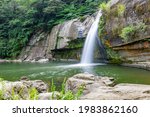 Slow shutter shooting of Lingjiao Waterfall, a famous scenic spot in Taiwan