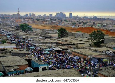 Slum In Angola, Africa. Capital City Of Luanda. Poverty Versus Wealth In Developing Countries.