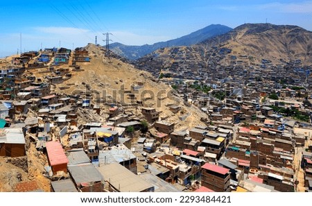 The slums area in the north of Lima city, Peru