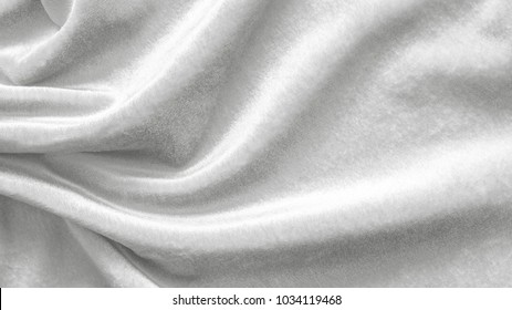 Slver White Velvet Background Or Velour Flannel Texture Made Of Cotton Or Wool With Soft Fluffy Velvety Satin Fabric Cloth Metallic Color Material   