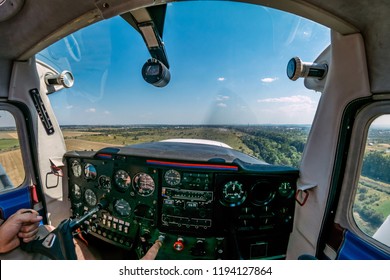 Small Airplane control panel (cockpit) in flight. - Powered by Shutterstock