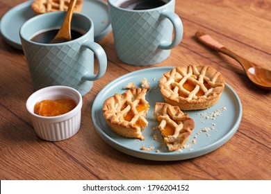 Small Apricot Jam Tarts For Breakfast - Closeup