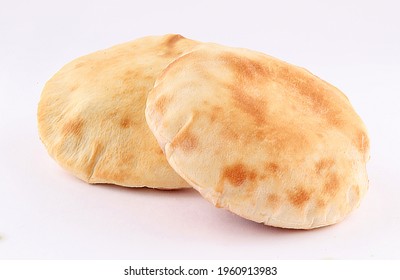 small arabic lebnani bread isolated on white background