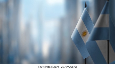 A small Argentina flag on an abstract blurry background. - Shutterstock ID 2278920873