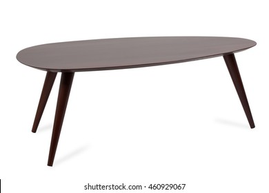 Small Asymmetrical Wooden Coffee Table On A White Background