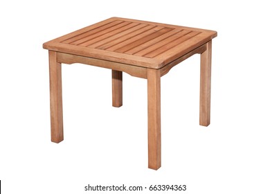 Small Auxiliary Wooden Table On White Background With Clipping Path