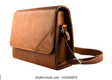 Small bag brown leather isolated on white background - Powered by Shutterstock