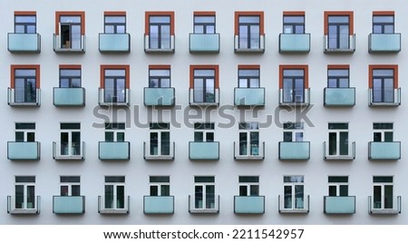 The small balconies of the new apartment building Stok fotoğraf © 